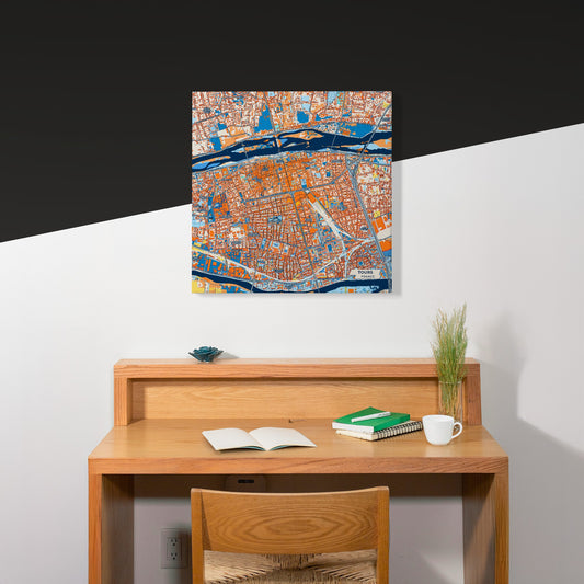 Tours France Colorful City Map Canvas Print Scene