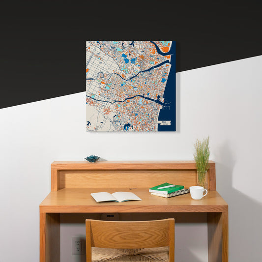 Tsu Japan Colorful City Map Canvas Print Scene