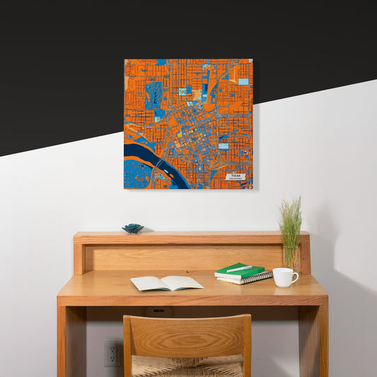 Tulsa Oklahoma Colorful City Map Canvas Print Scene