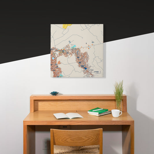 Tumbes Peru Colorful City Map Canvas Print Scene