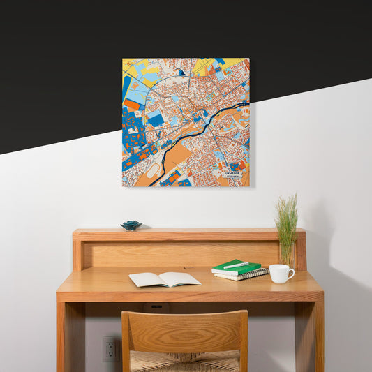 Ukmergė Lithuania Colorful City Map Canvas Print Scene