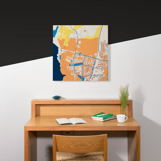 Усть-Илимск Russia Colorful City Map Canvas Print Scene