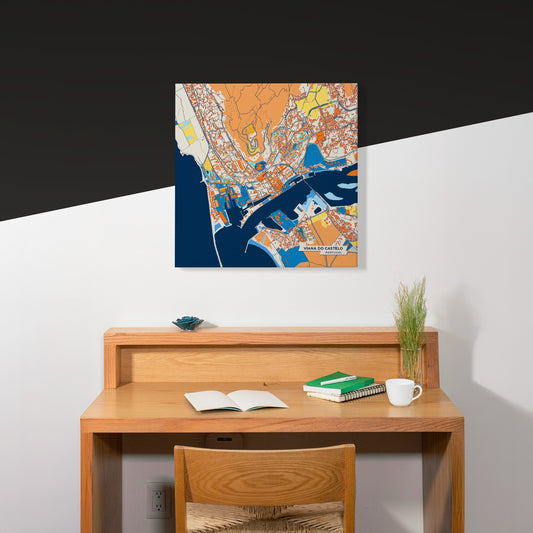 Viana Do Castelo Portugal Colorful City Map Canvas Print Scene