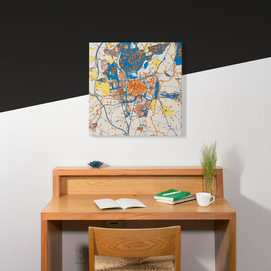 Vic Spain Colorful City Map Canvas Print Scene