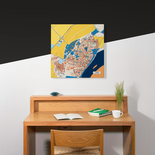 Видин Bulgaria Colorful City Map Canvas Print Scene