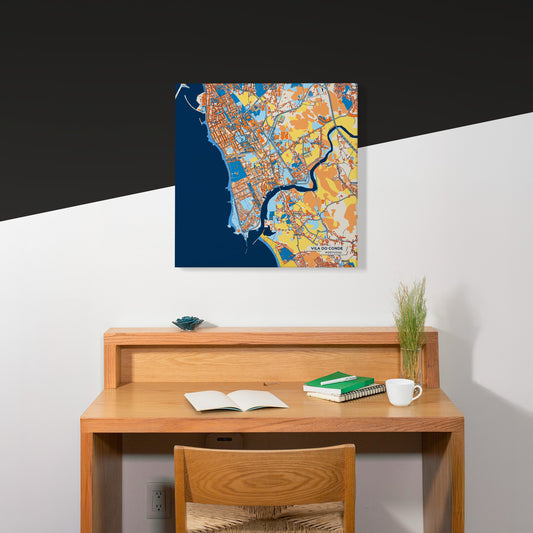 Vila Do Conde Portugal Colorful City Map Canvas Print Scene