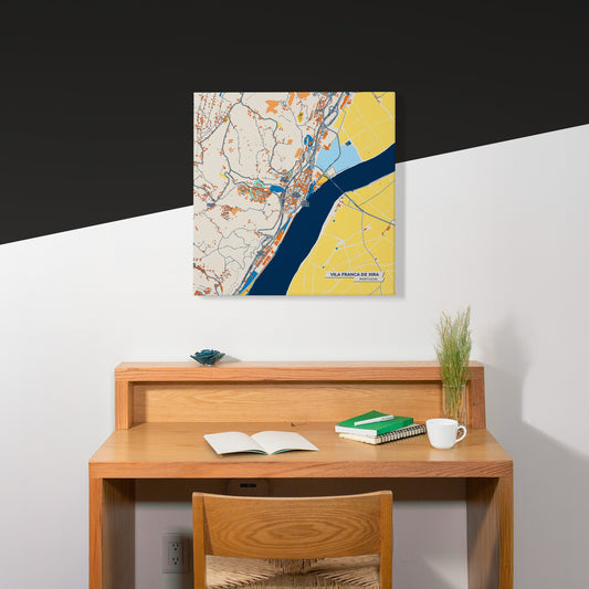 Vila Franca De Xira Portugal Colorful City Map Canvas Print Scene