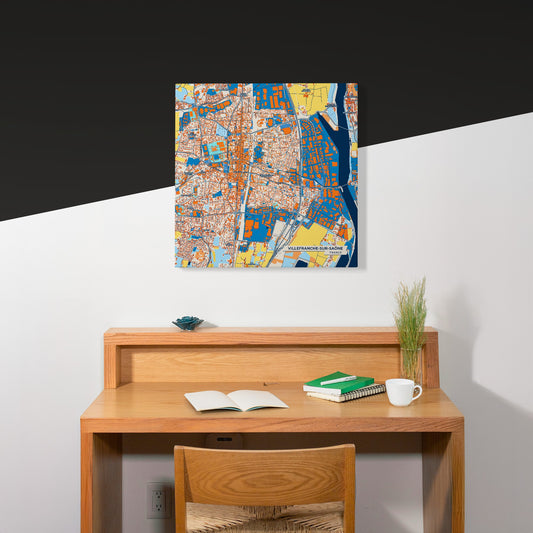 Villefranche-Sur-Saône France Colorful City Map Canvas Print Scene