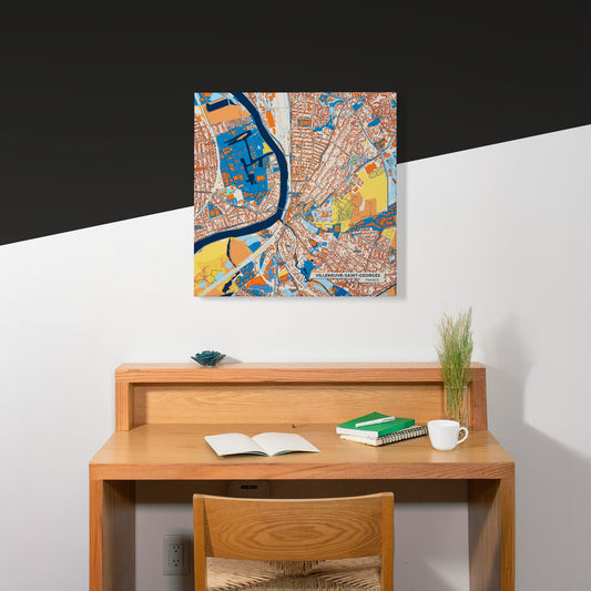 Villeneuve-Saint-Georges France Colorful City Map Canvas Print Scene