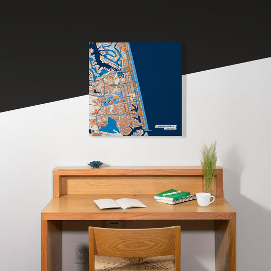 Virginia Beach Virginia Colorful City Map Canvas Print Scene