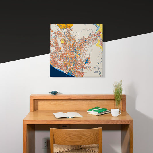 Vlorë Albania Colorful City Map Canvas Print Scene