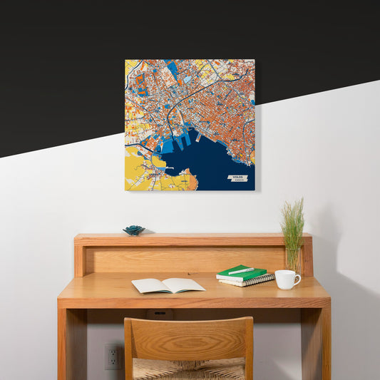 Βολος Greece Colorful City Map Canvas Print Scene