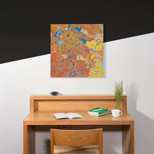 Βυρονας Greece Colorful City Map Canvas Print Scene