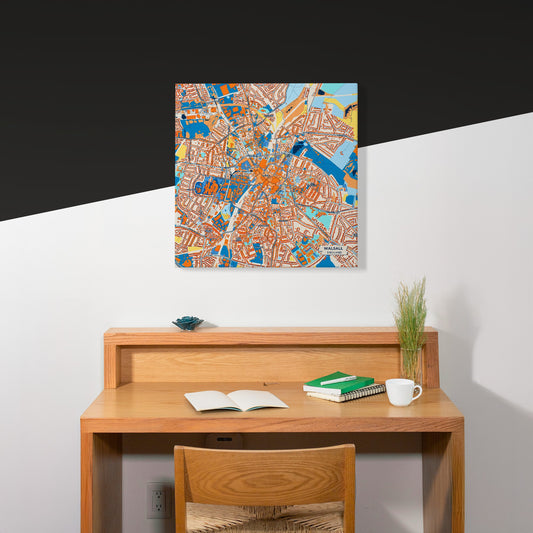 Walsall England Colorful City Map Canvas Print Scene