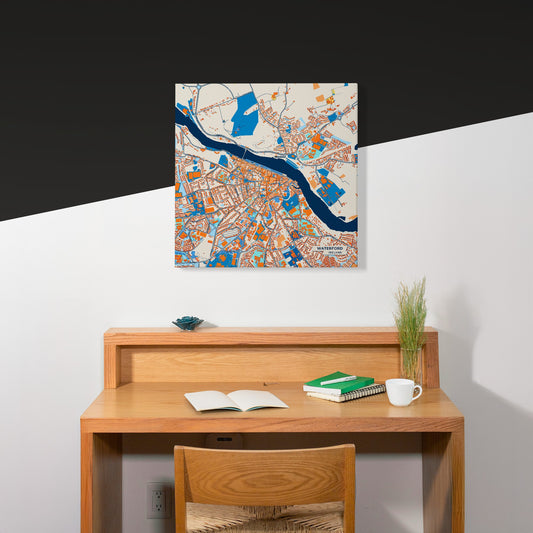 Waterford Ireland Colorful City Map Canvas Print Scene