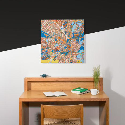 Watford England Colorful City Map Canvas Print Scene