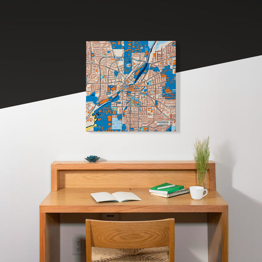 Waukesha Wisconsin Colorful City Map Canvas Print Scene