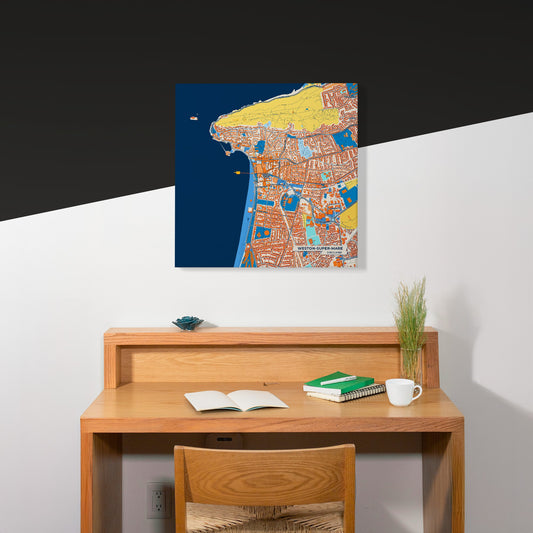 Weston-Super-Mare England Colorful City Map Canvas Print Scene