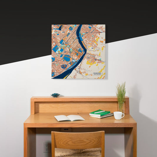 Whanganui New Zealand Colorful City Map Canvas Print Scene
