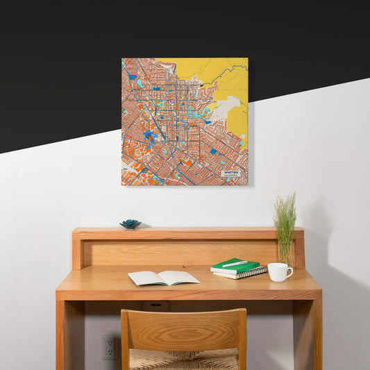 Whittier California Colorful City Map Canvas Print Scene