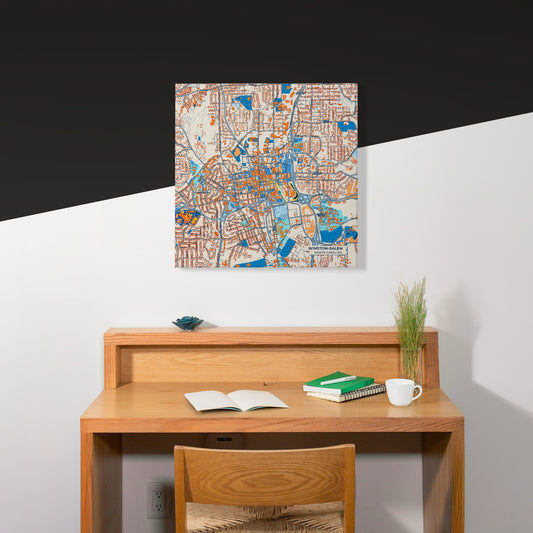 Winston–Salem North Carolina Colorful City Map Canvas Print Scene
