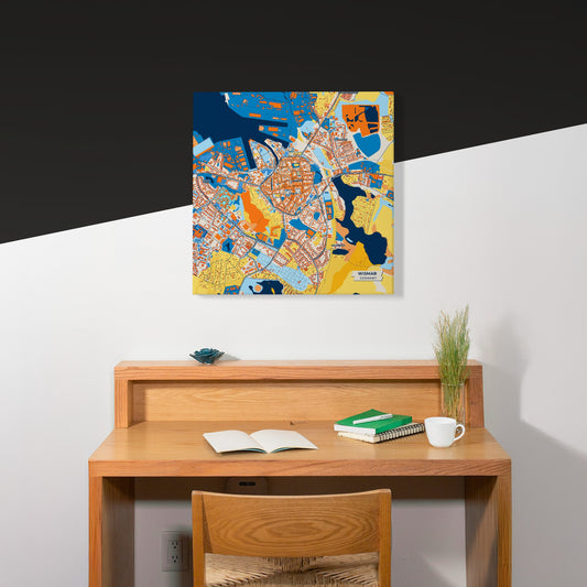 Wismar Germany Colorful City Map Canvas Print Scene