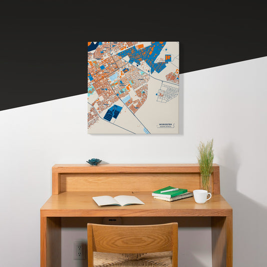 Worcester South Africa Colorful City Map Canvas Print Scene