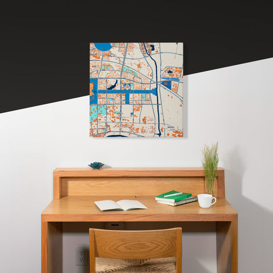 Wuhu China Colorful City Map Canvas Print Scene