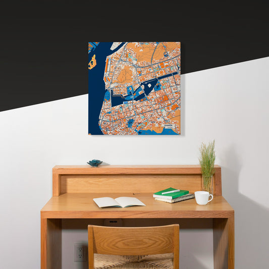Xiamen China Colorful City Map Canvas Print Scene