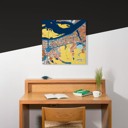 Xiangyang China Colorful City Map Canvas Print Scene