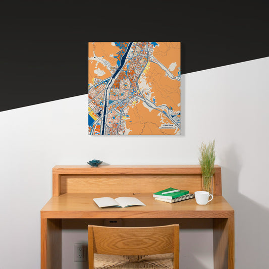 Yangsan South Korea Colorful City Map Canvas Print Scene