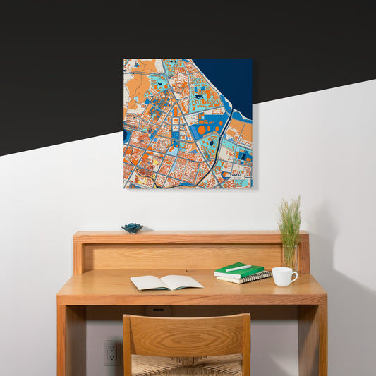 Yantai China Colorful City Map Canvas Print Scene