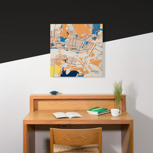 Ясинувата Ukraine Colorful City Map Canvas Print Scene