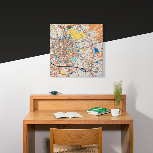 Yuanlin Taiwan Colorful City Map Canvas Print Scene