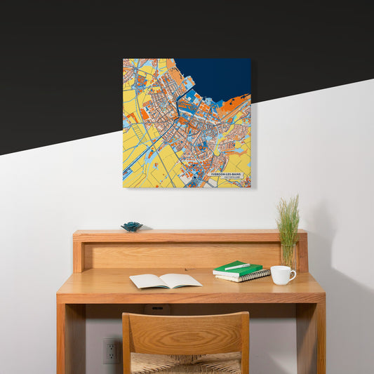 Yverdon-Les-Bains Switzerland Colorful City Map Canvas Print Scene