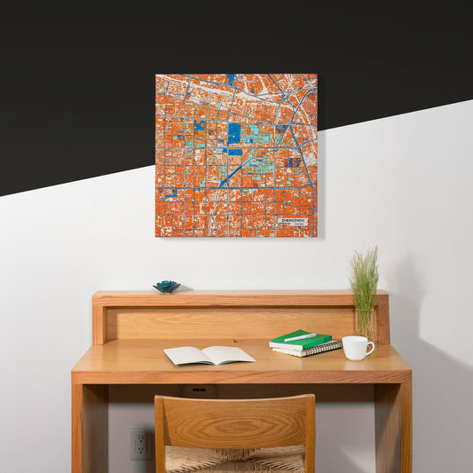 Zhengzhou China Colorful City Map Canvas Print Scene