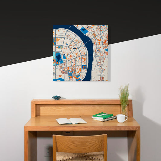 Zhuzhou China Colorful City Map Canvas Print Scene