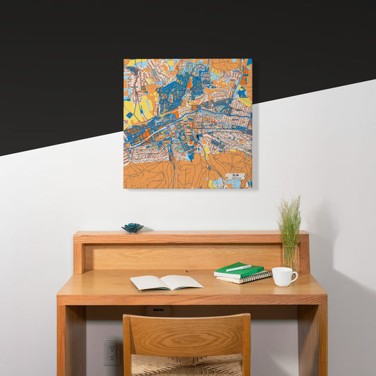 Zlín Czechia Colorful City Map Canvas Print Scene