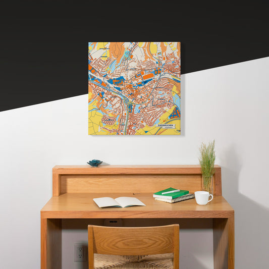 Zweibrücken Germany Colorful City Map Canvas Print Scene