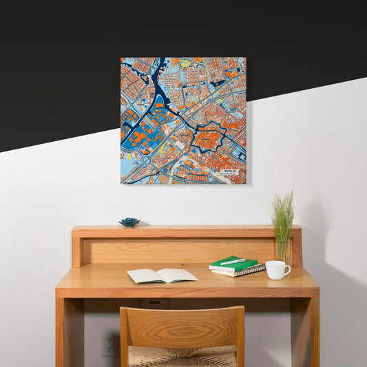 Zwolle Netherlands Colorful City Map Canvas Print Scene