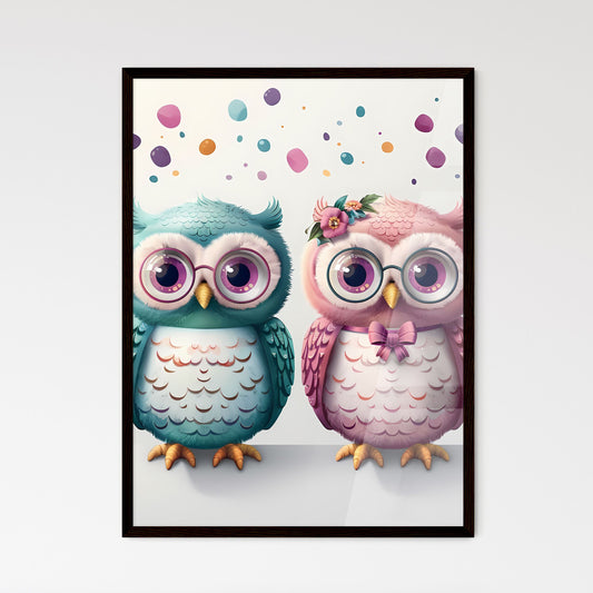 Cute Cartoon Baby Owls in Pastel Colors with Flowers & Bows, Ideal for Childrens Wallpaper & Nursery Decor Default Title