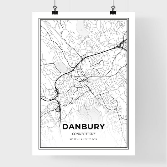 Danbury Connecticut - Premium City Map Poster