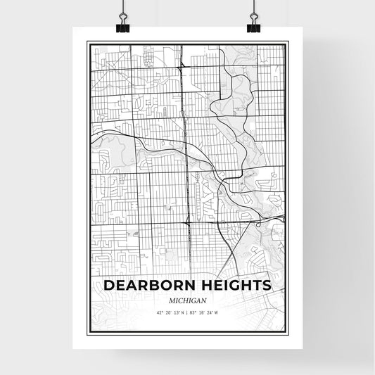 Dearborn Heights Michigan - Premium City Map Poster
