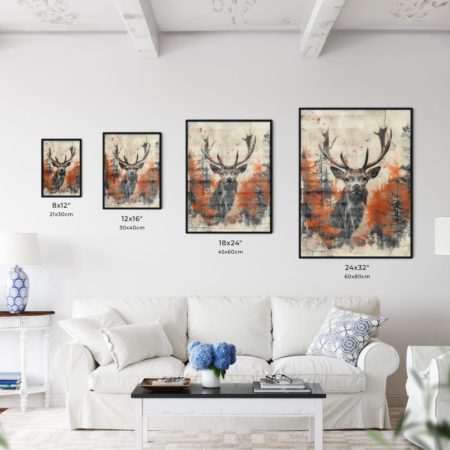 Intricate Baroque Deer Painting: Vibrant Artwork Depicting Stag in Forest with Dynamic Composition Default Title