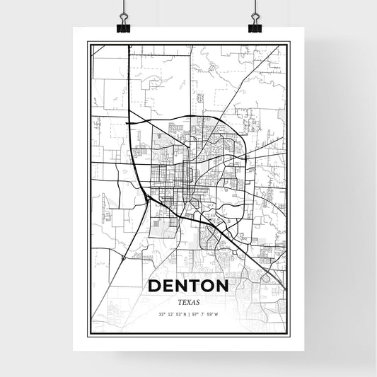 Denton Texas - Premium City Map Poster