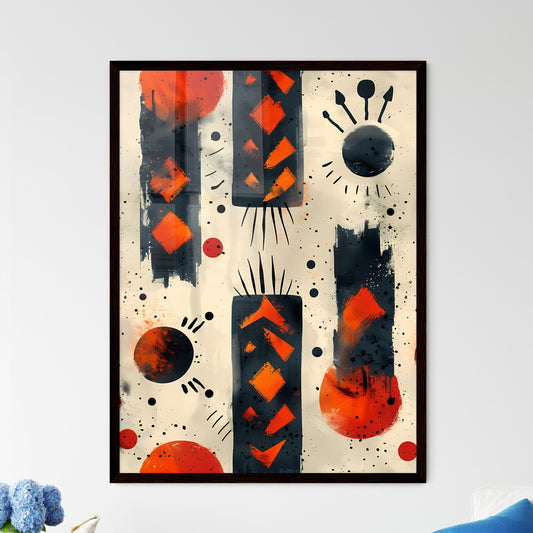 Afrofuturistic Monochrome Tribal Pattern: Vibrant Black, Orange, and White Art Default Title