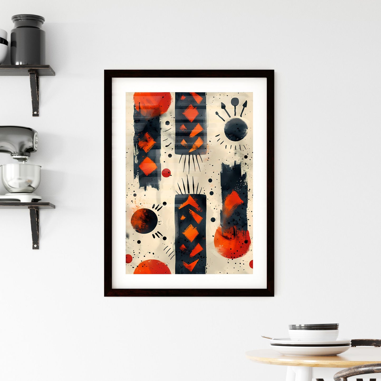 Afrofuturistic Monochrome Tribal Pattern: Vibrant Black, Orange, and White Art Default Title