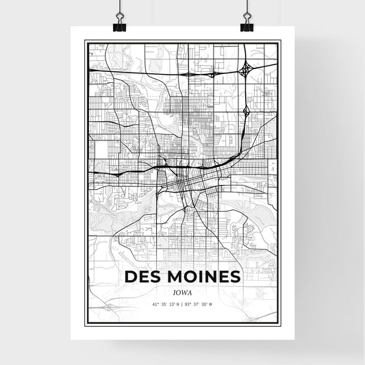 Des Moines Iowa - Premium City Map Poster