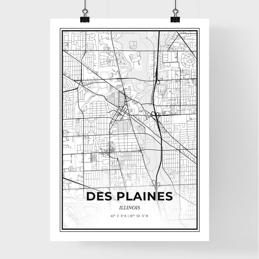 Des Plaines Illinois - Premium City Map Poster