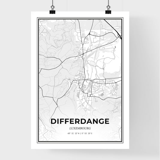 Differdange Luxembourg - Premium City Map Poster